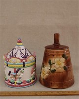 (2) Cookie Jars- Merry Go Round & Butter Churn