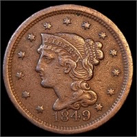1849 Braided Hair Large Cent - VF Details