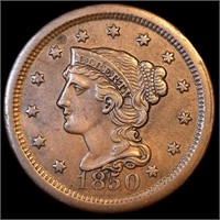 1850 Braided Hair Large Cent - Lustrous AU