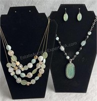 Sea Glass Colored Necklaces & Earrings