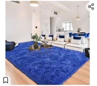 $70 Blue Fluffy Living Room Rugs, Shag Area Rug