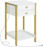 NEW  Tall Nightstand, Bedside Table with Outlet