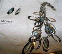 SILVER STYLE & TURQUOISE FLAKE JEWELRY SET