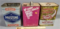 3 Old Advertising Cans BP, Eveready, Harvest