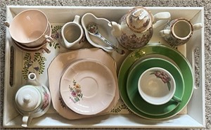 Porcelain Teacups, Plates, & Teapots incl. Homer