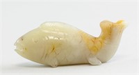 Chinese White Russet Jade Carved Fish