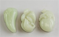 Lot of Three Chinese White Jade Carved Toggles