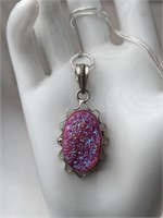 925 PINK DRUZY PENDANT NECKLACE