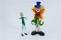 Two Murano Italian Glass Clown Figures