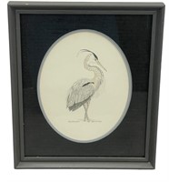 Framed Gene Murray Great Blue Heron