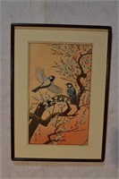 Flight to the Plum Blossom, framed woodblock print
