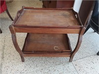 Vintage wooden foldable two-tier tray table