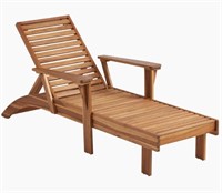 Bridgecliff Outdoor Solid Acacia Wood Reclining