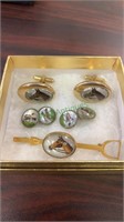 Antique horse hunting jewelry set, intaglios