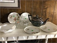 Plate teapot, china plates, candy dish & MORE