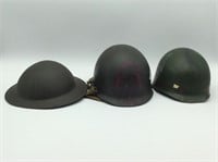 Lot of 3 Various Military Helmets