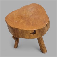 HAND CRAFTED WOOD STOOL 18" TALL 18" WIDE