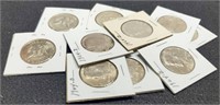 (10) 1964-D Kennedy Half Dollars AU