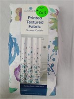 Floral printed fabric shower curtain