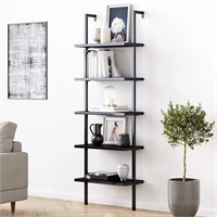 Nathan James Theo 5-Shelf Black Modern Bookcase,