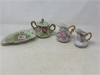 -4 pieces of Lefton hand painted China leaf