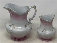 Ironstone China small pitcher with vase J and G
