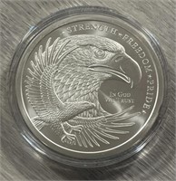 5oz Bald Eagle/USA Flag Silver Round