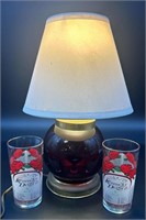 Vintage Ruby Table Lamp & 2 Kentucky Derby