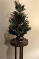Plant Stand with Pine Tree Artificial Plant
