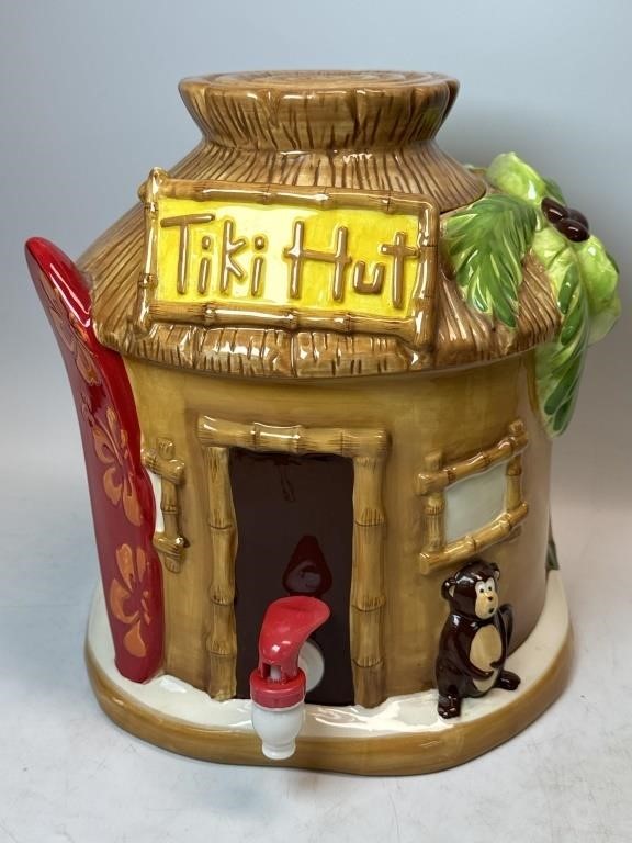 Tiki Hut Ceramic Beverage Dispenser Monkey Surf