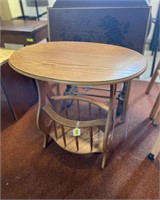 Furniture-Oak magazine table 23"l & 4 tv tables