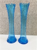 Pair of Blue Glass Vases