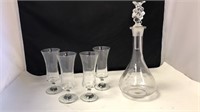 Set of Glass Decanter With 4 Glasses