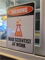 Mad Scientist At Work Tin Sign