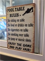 Pool Table Rules Tin Sign