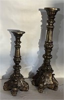 Pair of Goldtoned Tall Candlesticks