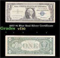 1957 $1 Blue Seal Silver Certificate Grades vf++