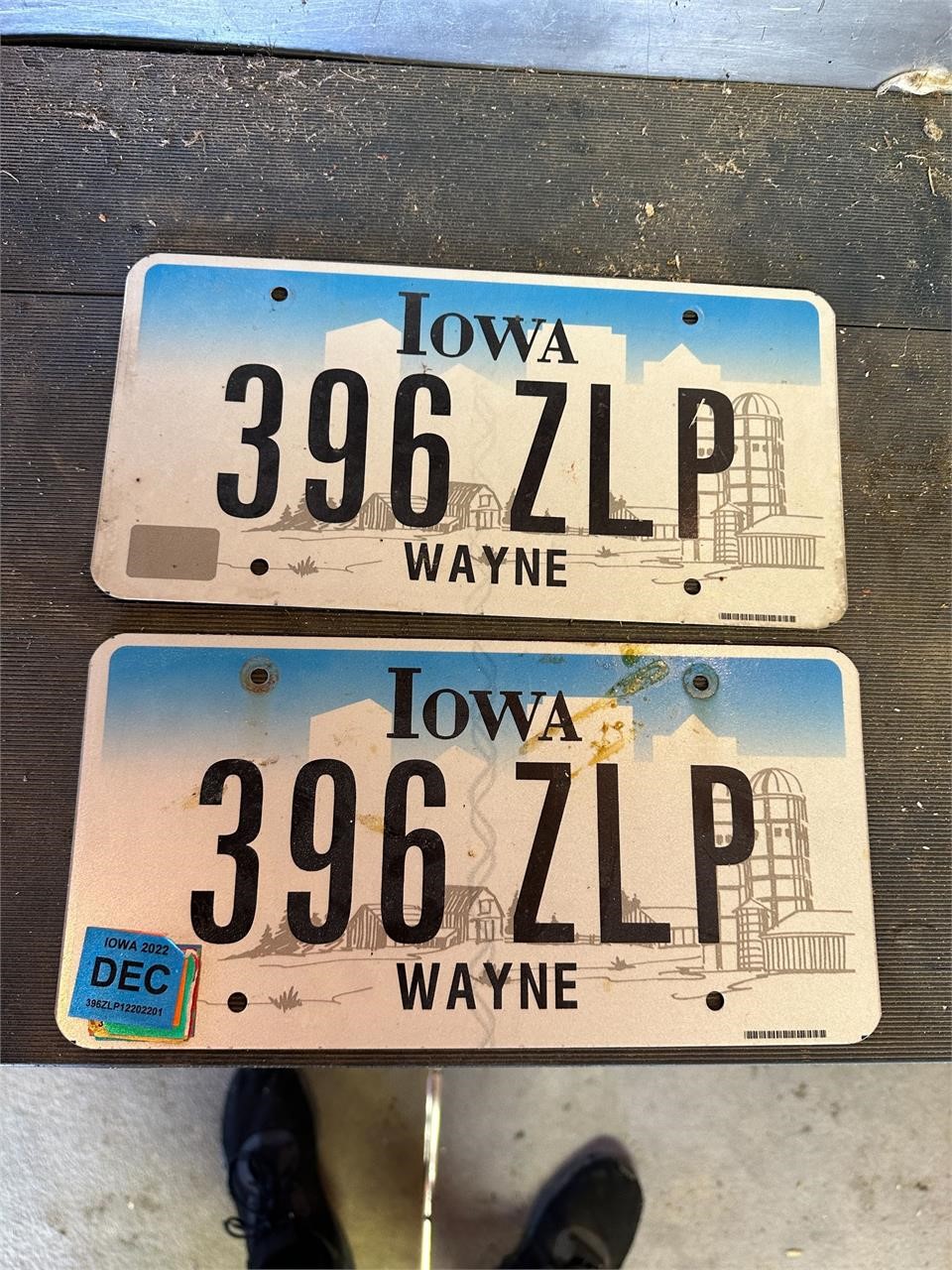 Iowa License Plate Pair