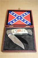 CONFEDERATE THEMED KNIFE WITH BOX