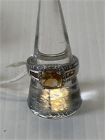 ring size 7 citrine + cz .925 STS