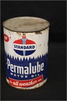 Standard  Permalube Motor Oil Tin Can