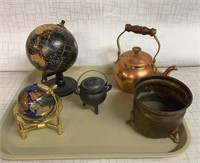 World Rotating Globes, Cast Iron Mini Pot, Copper
