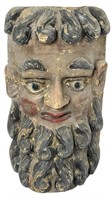 Vintage Wood Carved Polychrome Wall Mask