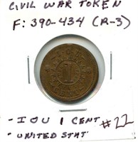 Civil War Token #390-434 I.O.U. 1 Cent - R3