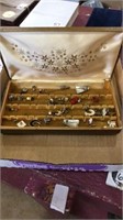 Jewelry box with assorted earrings etc. 8.75 x