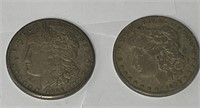 2x Morgan Silver Dollars 1888 and 1921