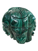 Hand-Carved Malachite 4-Face Bust