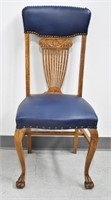 Antique Oak & Padded Leather Chair