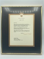 Framed Signed Ronald Reagan Letter To Ron Rice
