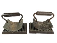 2 Antique Cast Iron Geneva Rocking Hand Fluters